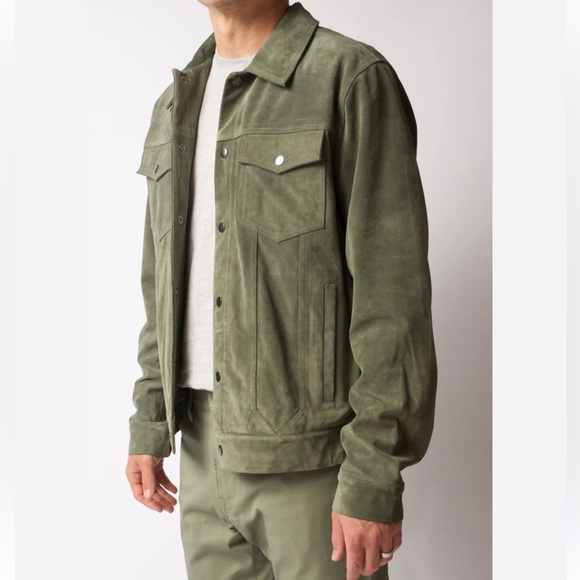 FRAME NWT Modern
Suede Trucker Jacket in Deep Army Sz M - Picture 4 of 12
